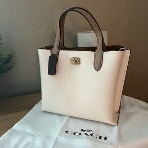 Coach White and Tan Signature Tote